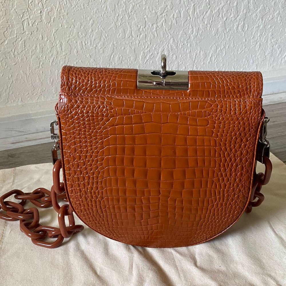 gu_de | Demi Lune Croc-effect Leather Shoulder Bag | Brown